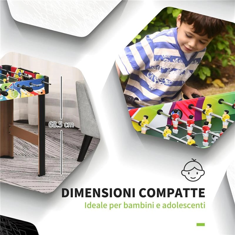 CALCIO BALILLA CON 2 TABELLONI SEGNAPUNTI, IN LEGNO, ACCIAIO INOX E PLASTICA, 86.5X43.5X63 CM, MULTICOLORE