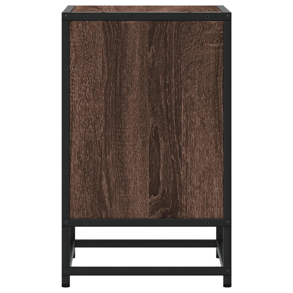 Comodino | Armadio da Notte | Mobiletto da notte Rovere Marrone 40x31x50 cm Legno Multistrato e Metallo