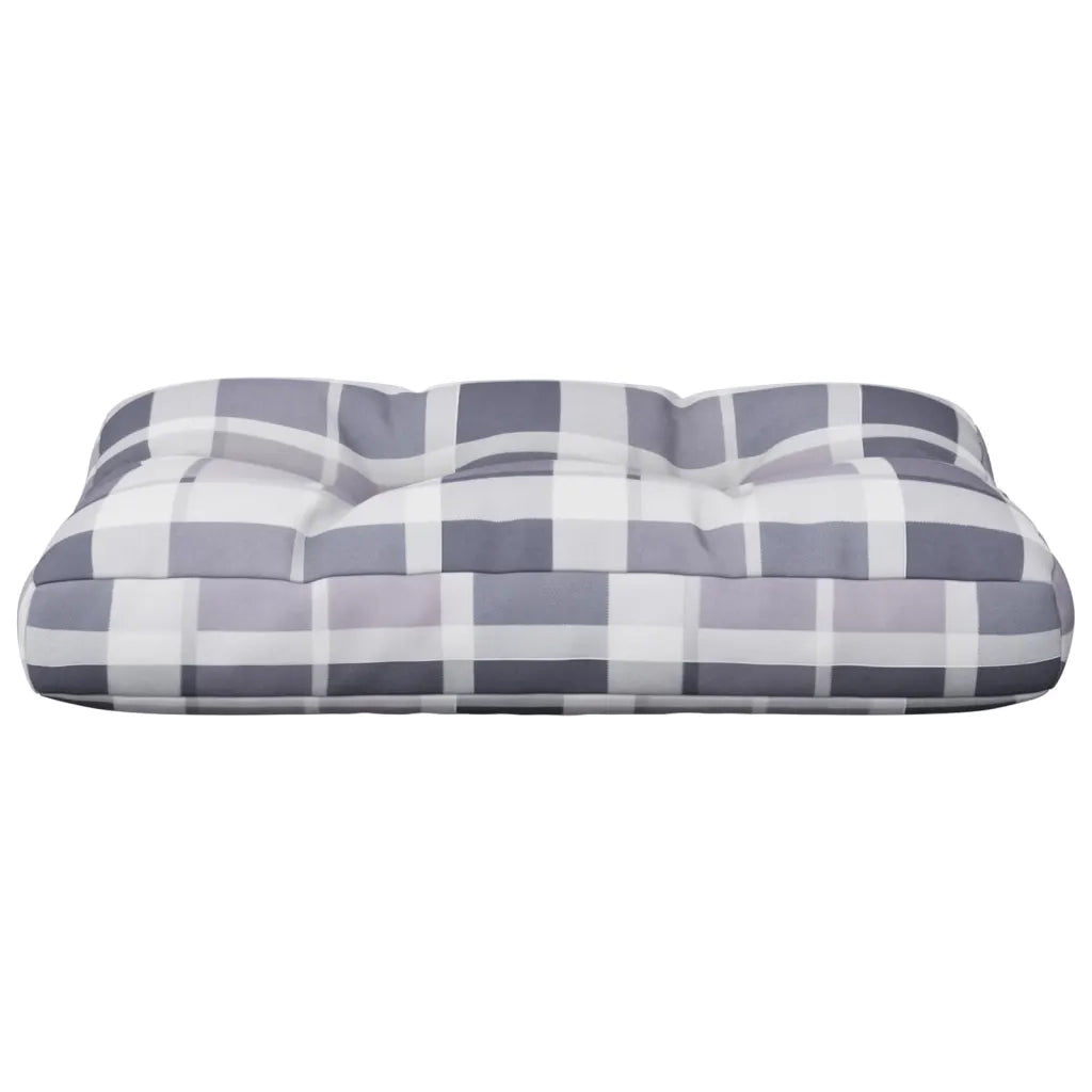 Cuscino per Pallet a Quadri Grigi 60x40x12 cm in Tessuto 360571
