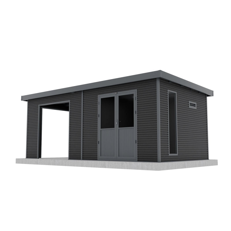 Casetta da giardino in legno composito Onyx 63 - 18 m² - Grigio