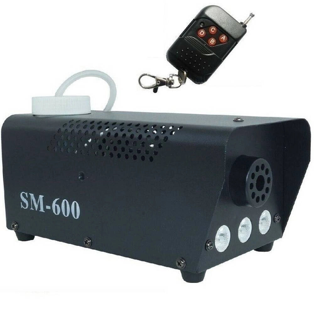 Trade Shop - Macchina Fumo Fog Telecomando Effetti Luce 600 W Watt 3 Led Nebbia Discoteca -