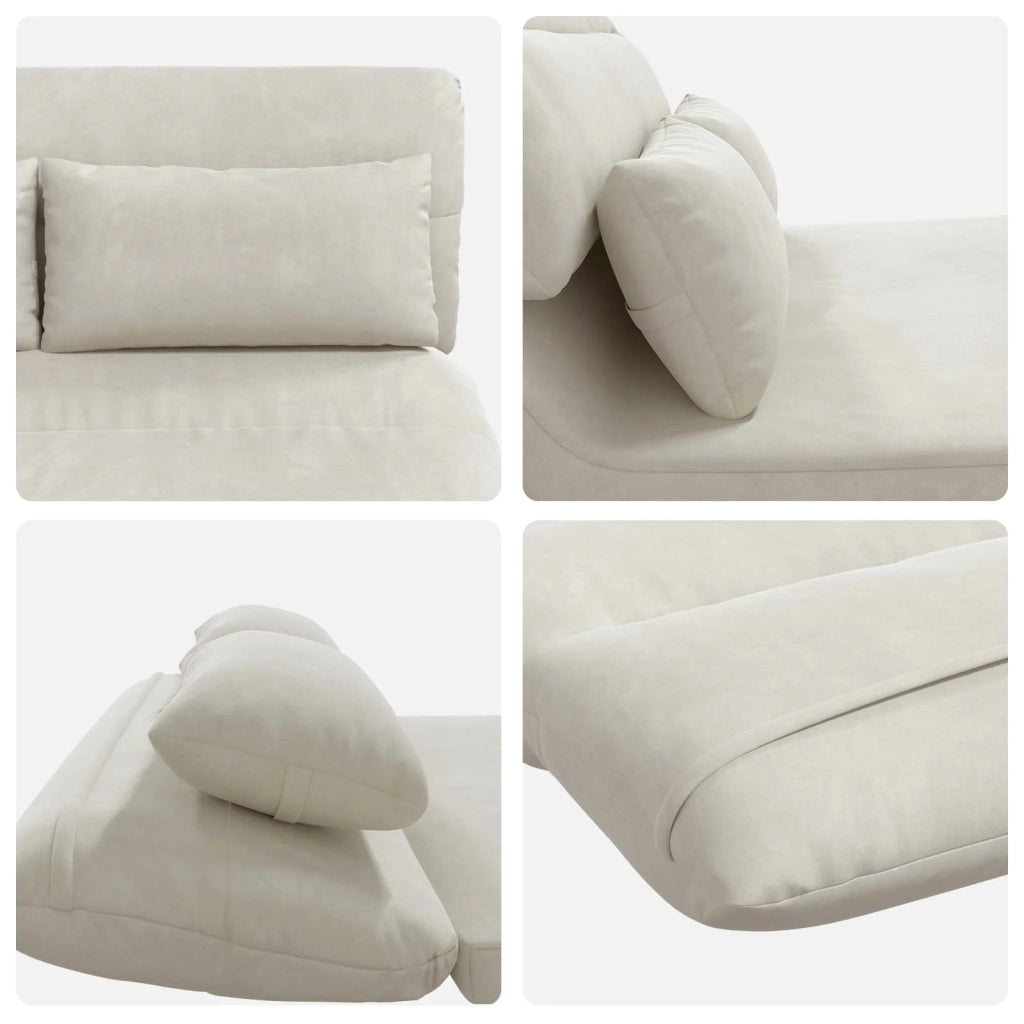 Sedia da Pavimento Crema 110 x 82 x 55 cm Velluto 42028216