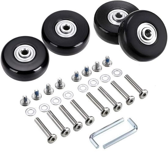 4 x 40 x 18 mm ruote di riserva per bagagli, pneumatici in gomma, ruote di riserva per carrello di bagagli, adatte per hardcase Samsonite, con bielle a rulli, set di riparazione