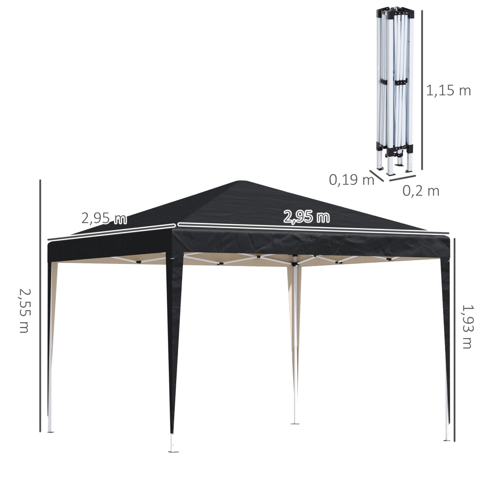 Padiglione circa 3x3m gazebo pieghevole impermeabile stabile e impermeabile per l'inverno protezione UV tenda da giardino pieghevole con borsa gazebo da giardino per campeggio nera