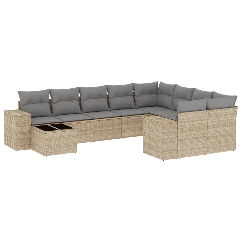 Set Divano da Giardino 10 pz con Cuscini Beige in Polyrattancod mxl 89235