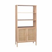 Libreria effetto legno e canna, 4 livelli, marrone naturale