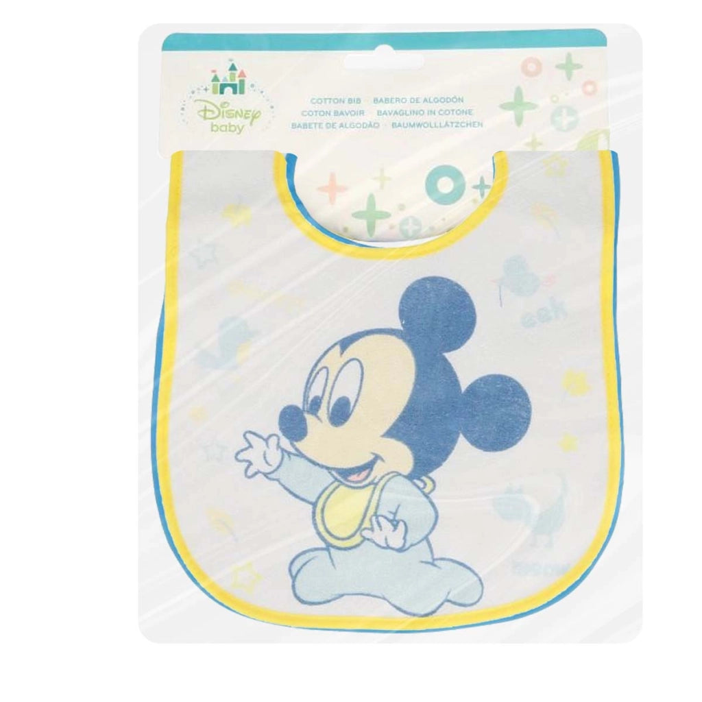 Confezione da 2 bavaglini per neonati con Chiusura a Strappo e motivo Mickey Blu Mickey Mouse