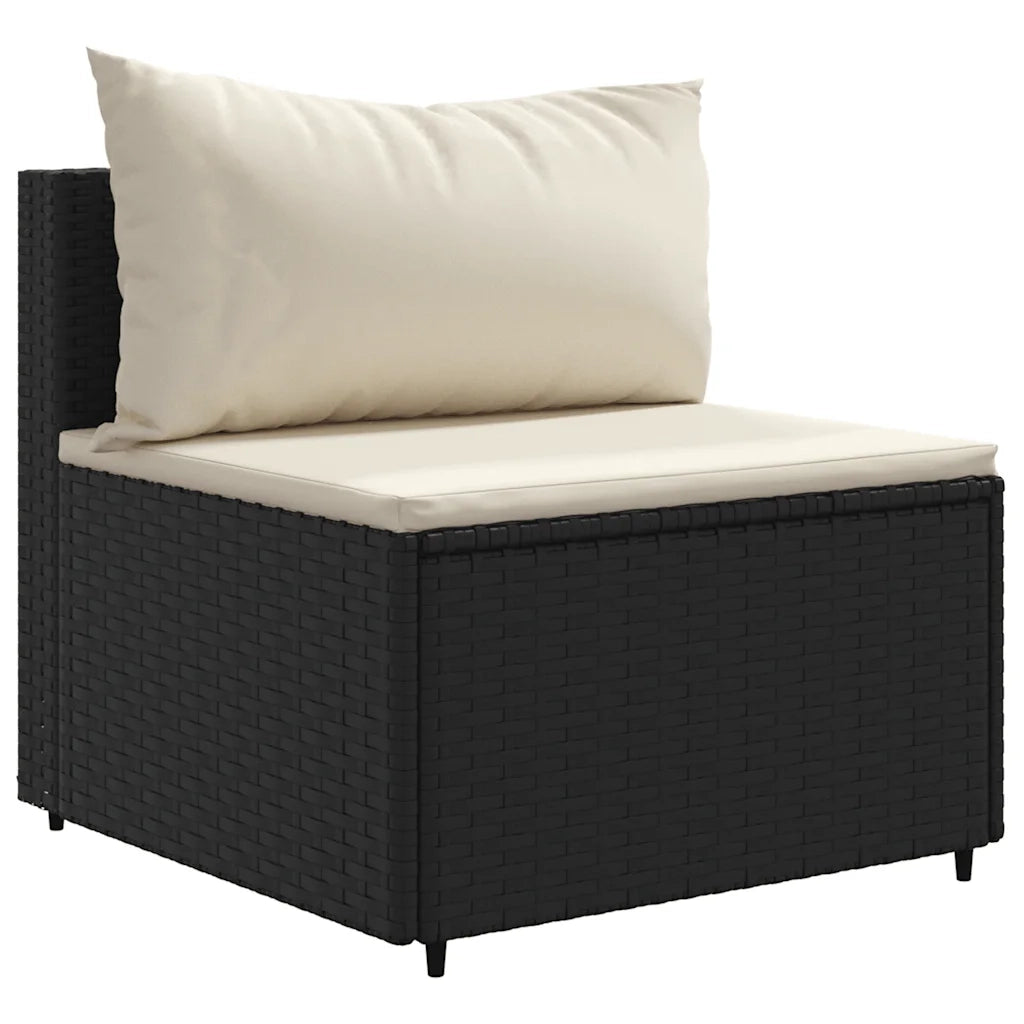 Set Divano da Giardino 6 pz con Cuscini Nero in Polyrattan 3308392