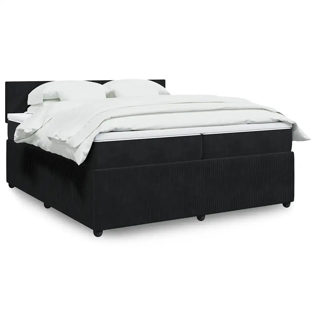 Giroletto a Molle con Materasso Nero 200x200 cm in Velluto 3290126