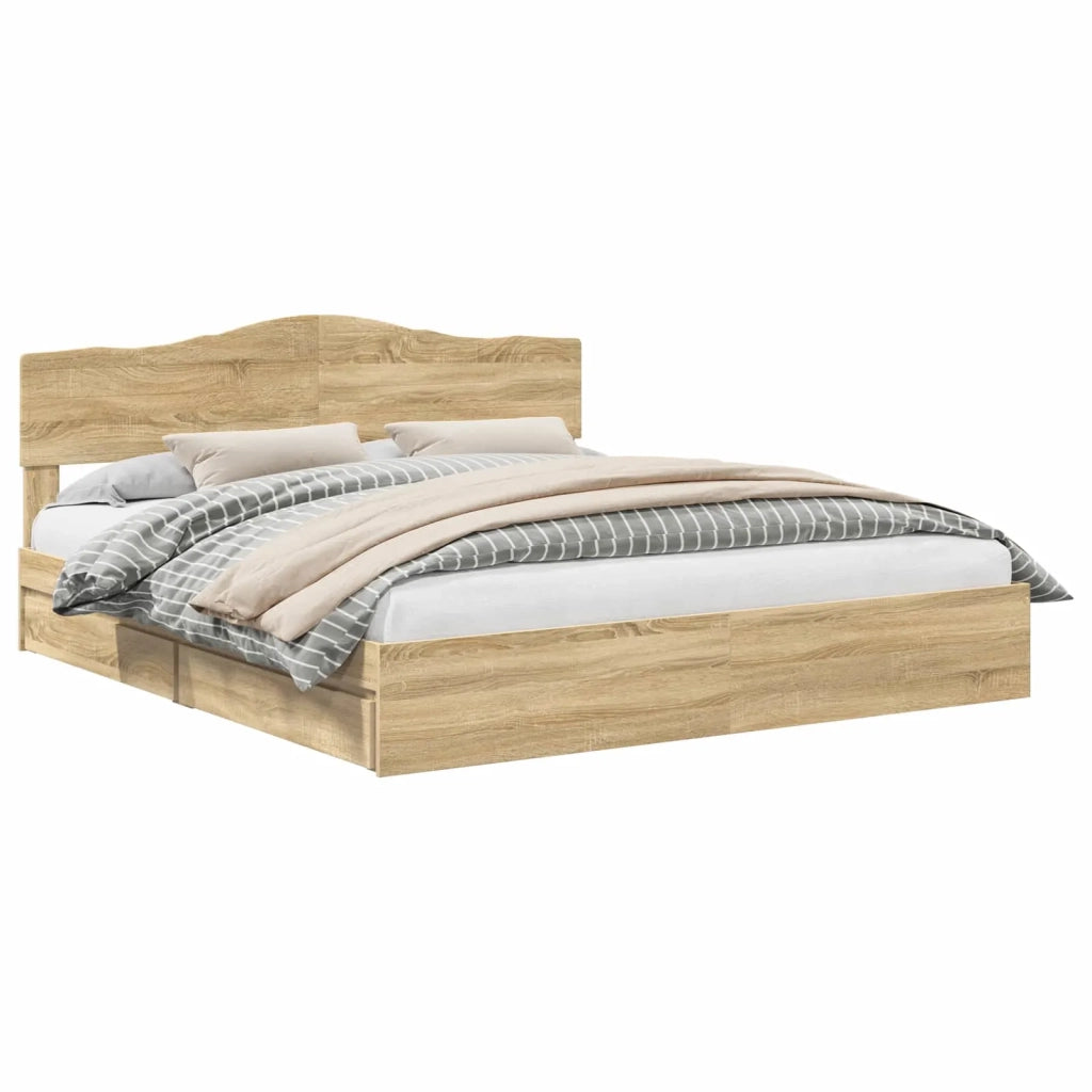 Letto con Contenitore con testiera Rovere Sonoma 180 x 200 cm