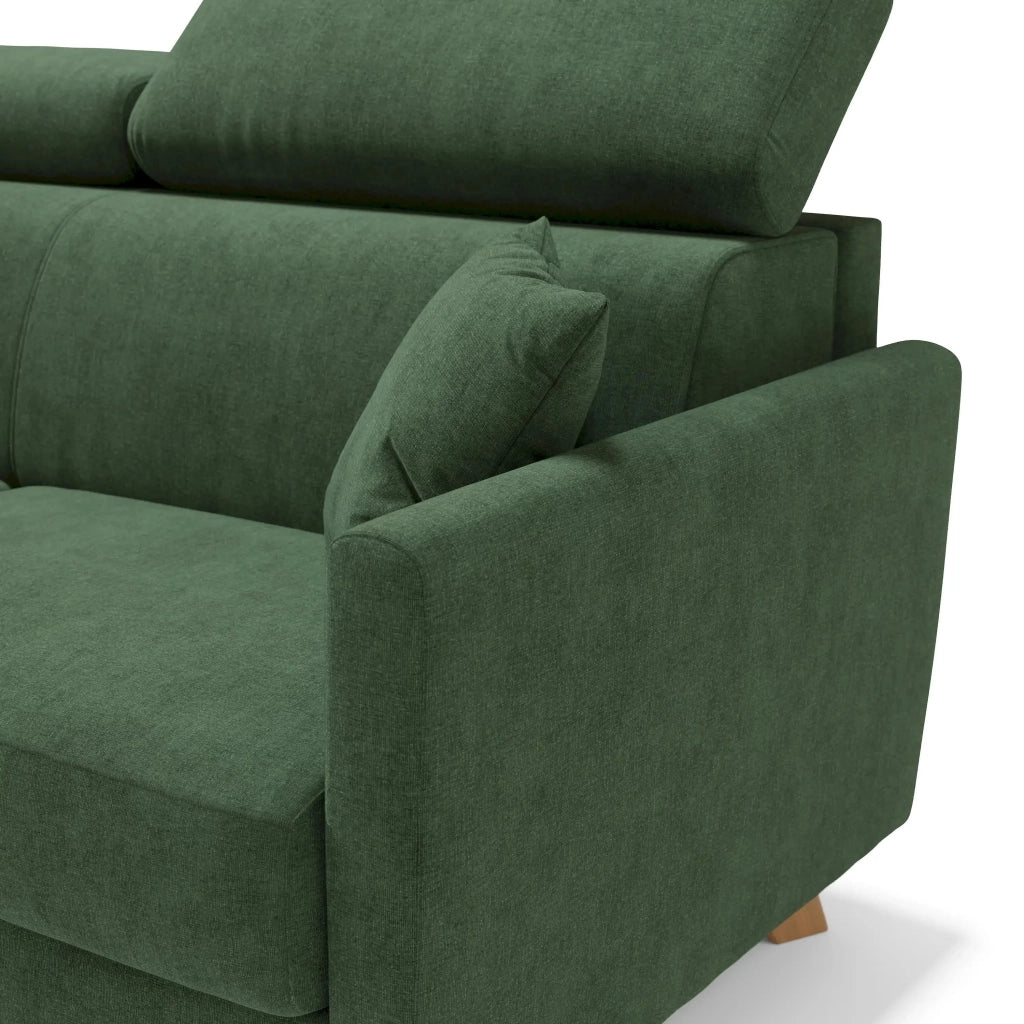 Francy Divano letto matrimoniale con poggiatesta regolabili in tessuto impermeabile e smacchiabile T17 160 cm (mat. 120x197) verde