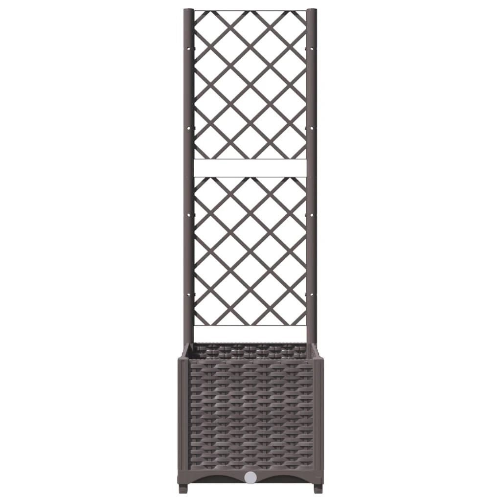 Fioriera rialzata per piante fiori terrazza giardino con traliccio 40 x 40 x 136 cm PP marrone 02_0038288