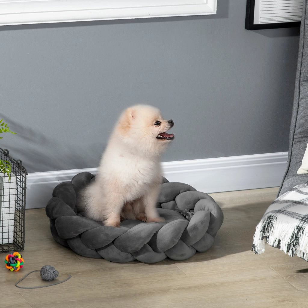 Cuccia per Cani Piccoli ¨C Xylo ¨C Grigio con Cuscino Lavabile 55x55x14 cm