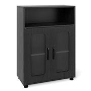 Mobiletto da bagno 60 x 30 x 83 cm con ripiano regolabile e design moderno in compensato nero 20_0017226