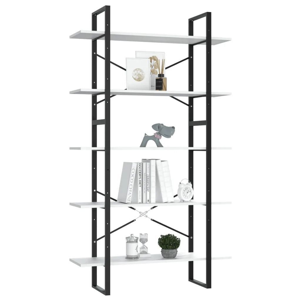 Libreria a 5 Ripiani Bianca 100x30x175 cm in Legno Multistrato 3081998