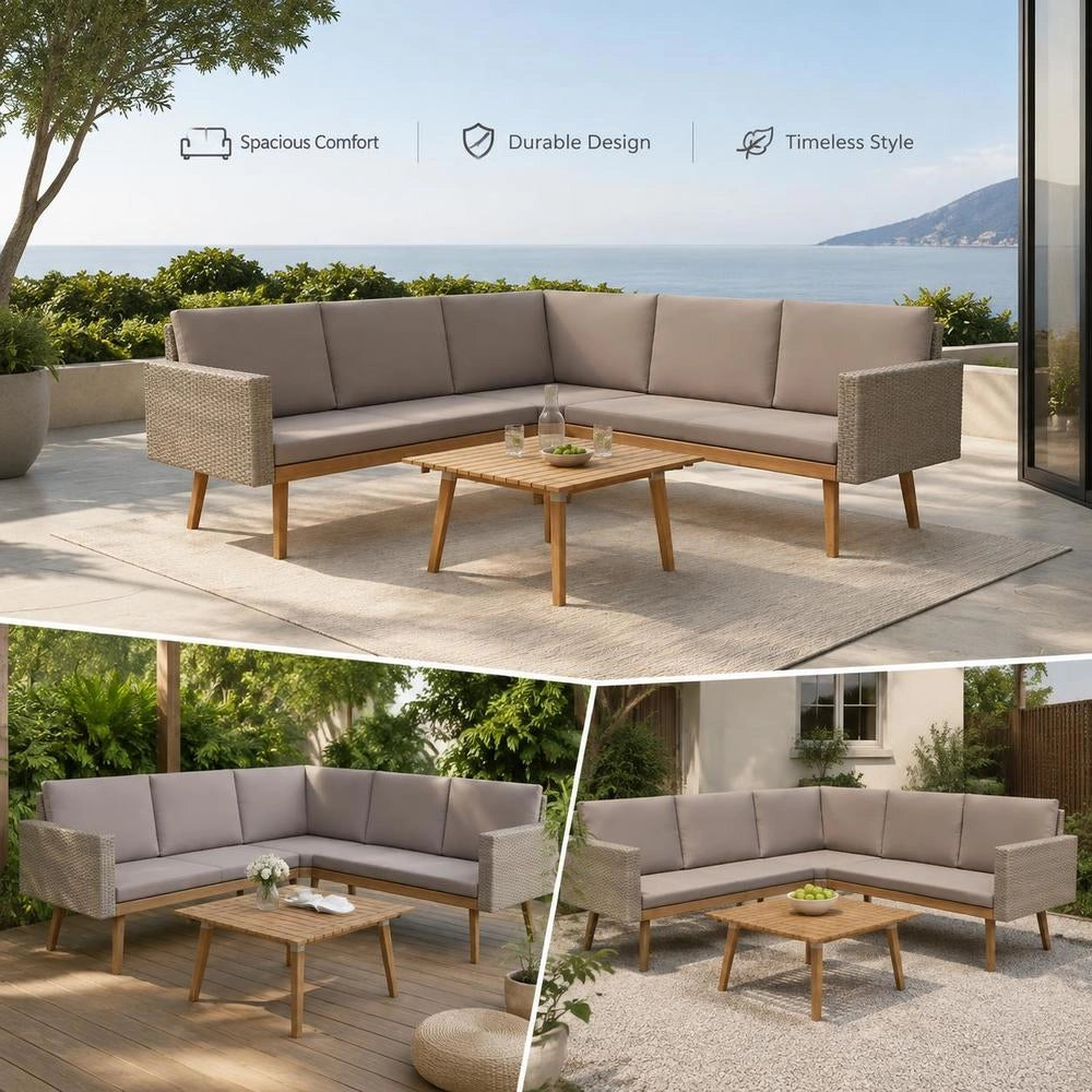4-piece Garden Lounge Set With Cushions, Poly Rattan, Grey