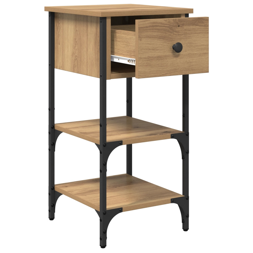 Comodino in rovere artigianale 34x36x70 cm in legno ingegnerizzato