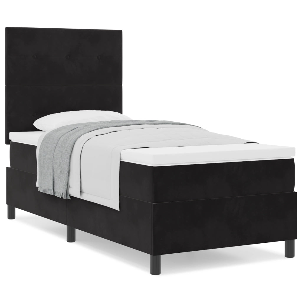 Letto con Rete A Molle e Materasso Nero 80x200 cm Velluto