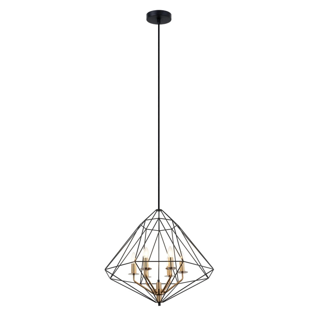 Lampadario Italux Maresmo industriale nero oro 6xE14