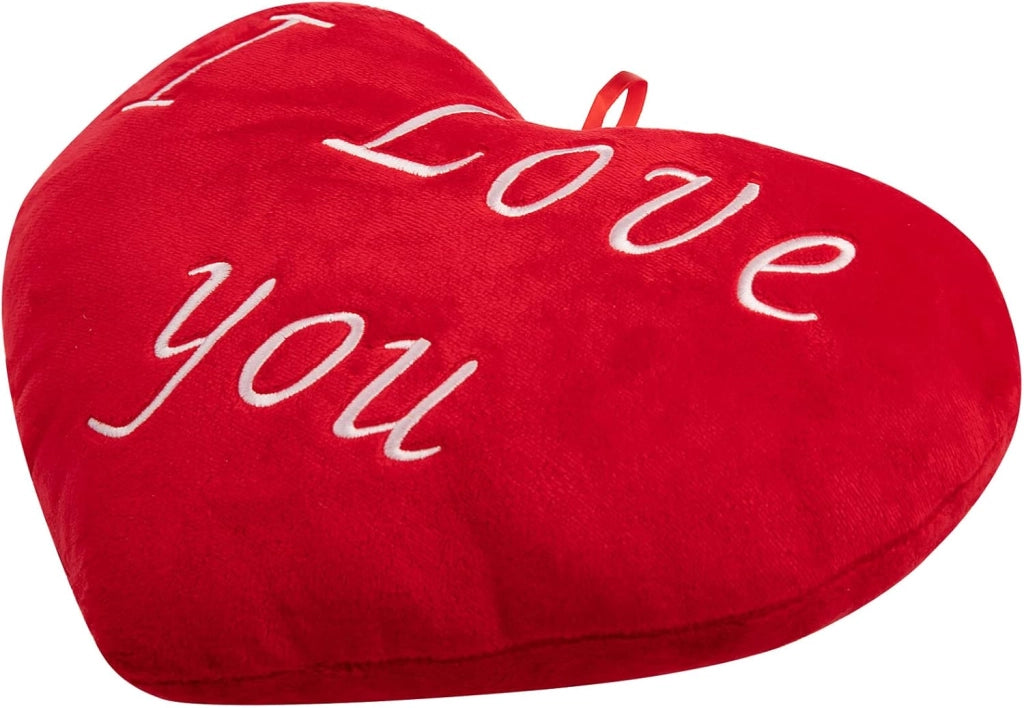 Cuscino a Cuore Morbido Scritta Ricamata I Love You 32 cm Cuore di Peluche Regalo Festa degli innamorati Amore