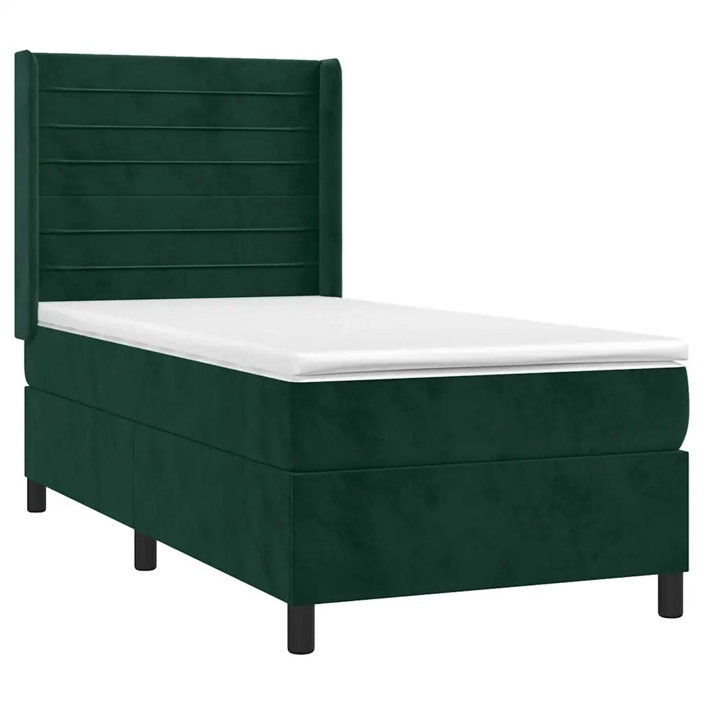 Giroletto a Molle con Materasso Verde Scuro 80x200 cm Velluto 3132708