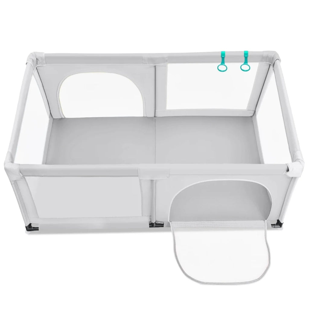 Baby Playpen Activity Centre with 50 Balls & Breathable Mesh Zipper Door-Grey