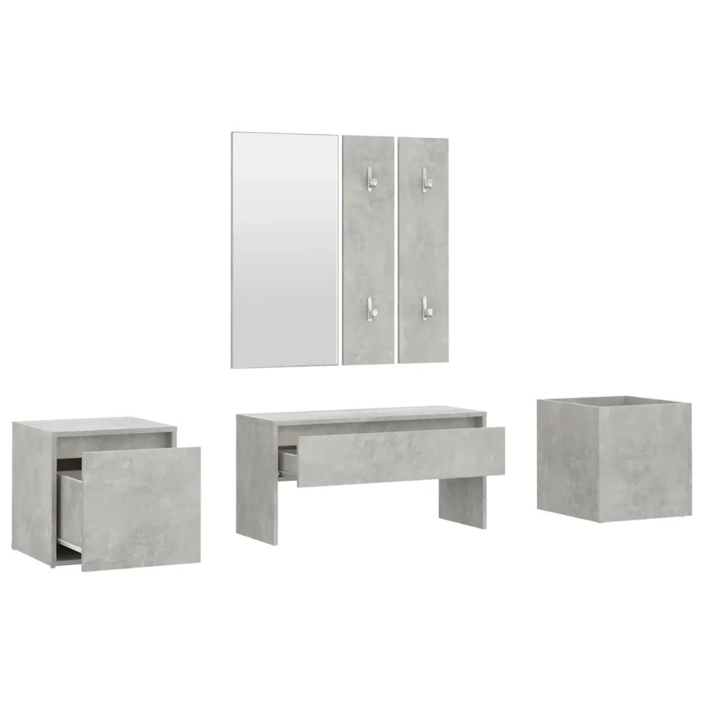 Set di Mobili da Corridoio Grigio Cemento in Legno Multistrato cod mxl 73559