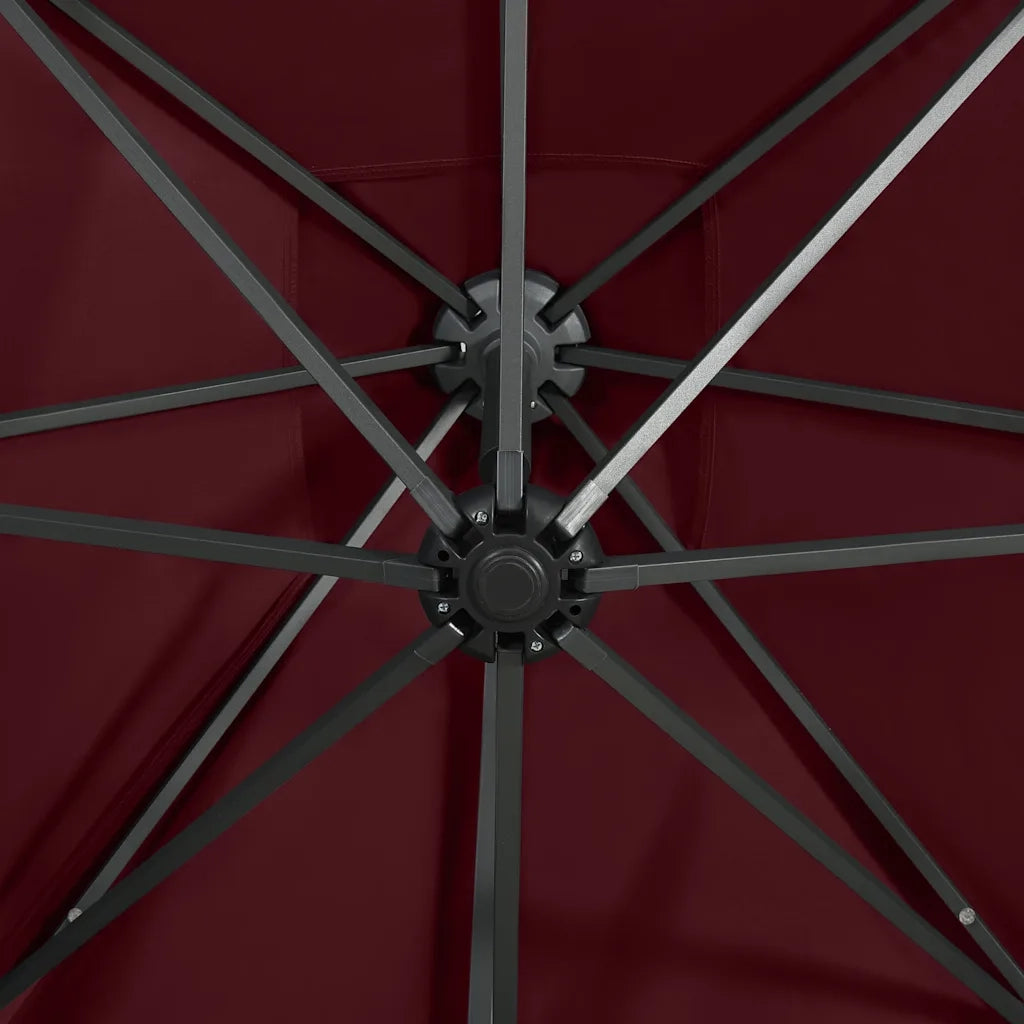 Ombrellone a Sbalzo con Palo e Luci a LED Rosso BordÃ² 250 cm