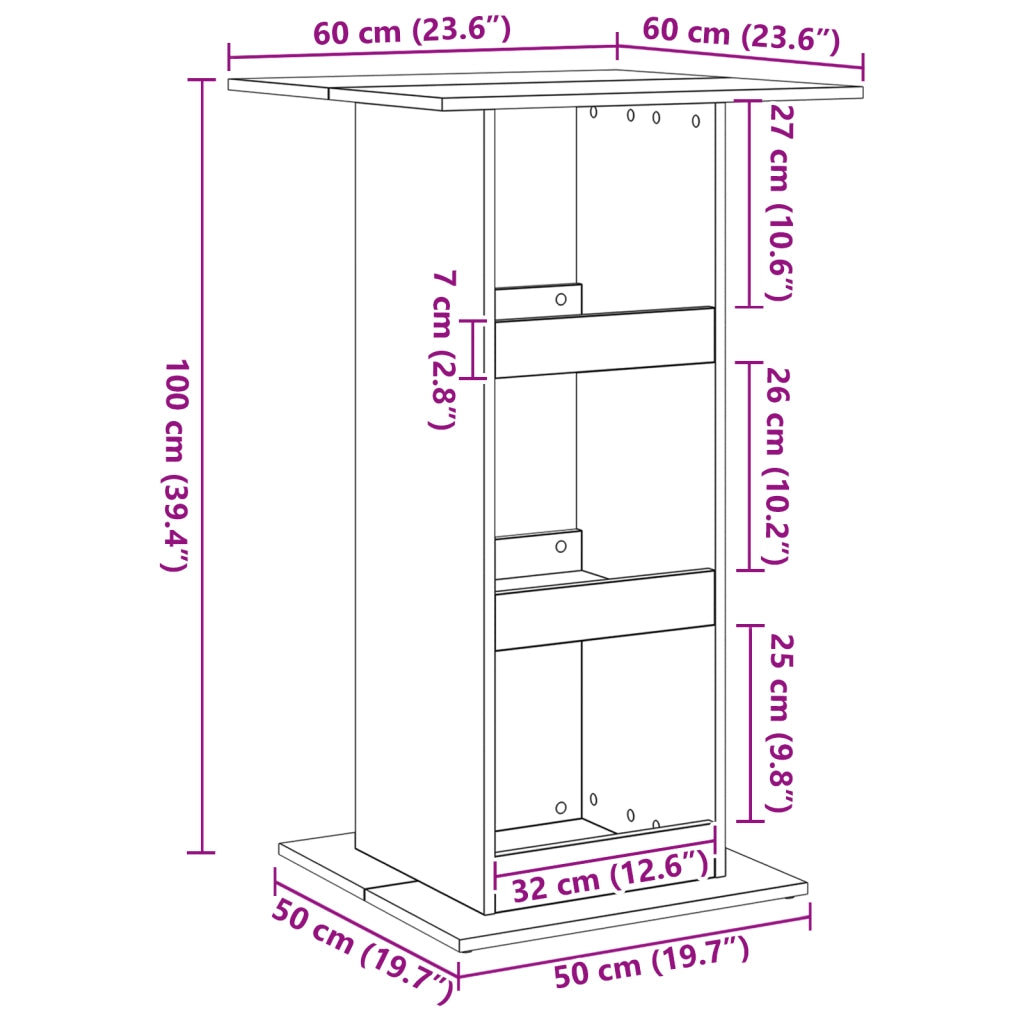 Tavolo Bar con Stoccaggio Quercia Nera 60x60x102 cm Legno Ingegnerizzato
