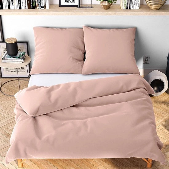 Set da letto 135 x 200 cm, 4 pezzi, rosa, morbido e senza stiratura, 2 coperte da letto + 2 cuscini 80 x 80 cm, set da letto per tutto l'anno