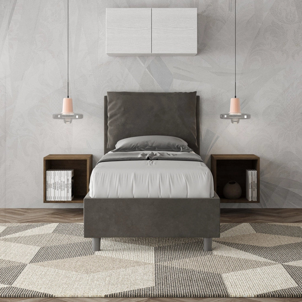 Letto Singolo 80x200 cm con Rete Antea Grigio