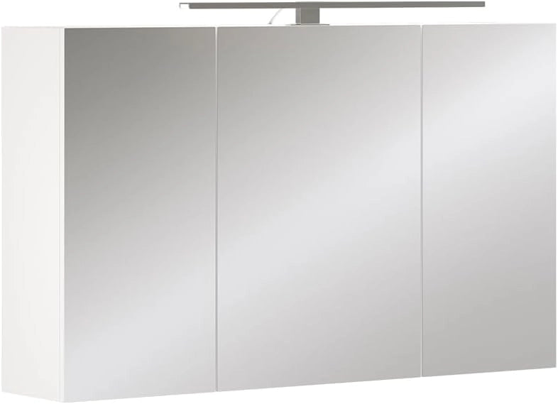 Mobile a specchio per il bagno Lavio, Bianco, 40 x 60 cm con illuminazione a LED, con ripiano integrato e illuminazione a LED