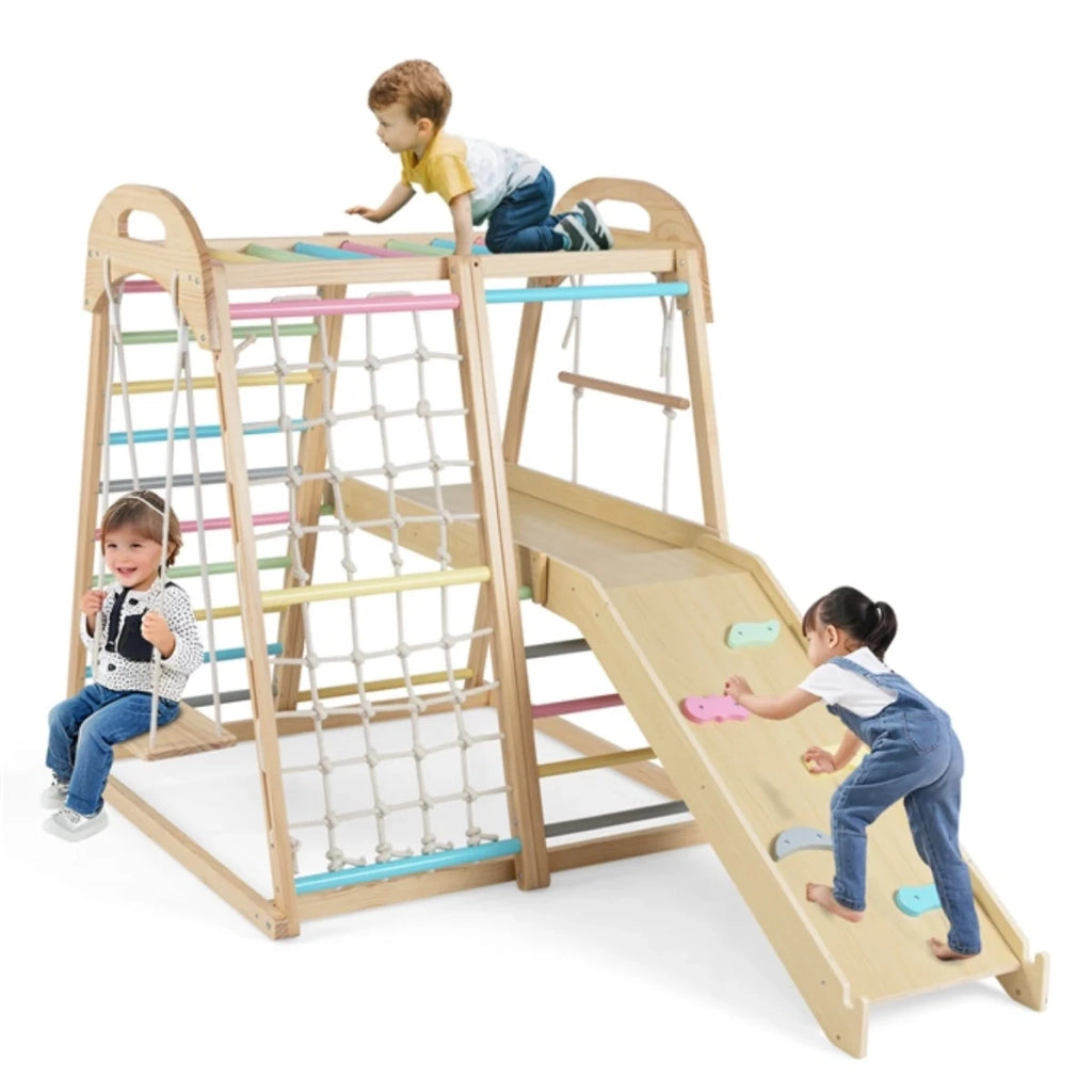 Area giochi in legno per interni 8 in 1 198 x 105 x 124 cm Design multicolore divertente ed educativo 20_0019156