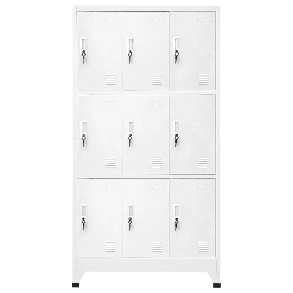 Armadietto con 9 scomparti per spogliatoio ufficio 90 x 45 x 180 cm acciaio grigio 02_0045824