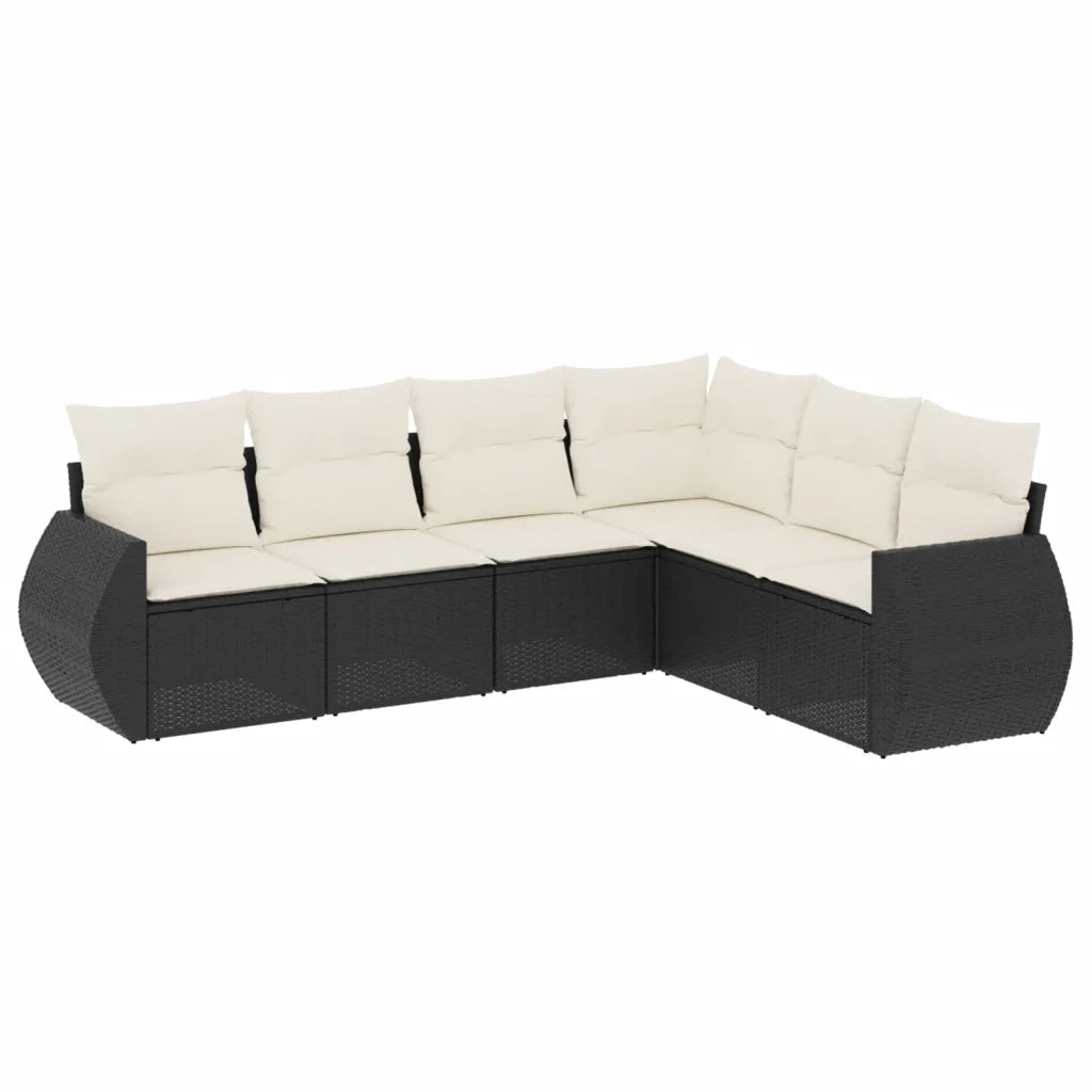 Set Divano da Giardino 6 pz con Cuscini Nero in Polyrattan 3221405