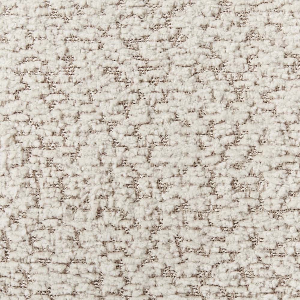 Set di 2 sedie da pranzo marrone scuro e beige con struttura in legno di gomma e seduta bouclé, design retrò senza braccioli