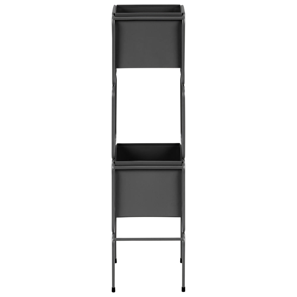 Portapiante a 2 livelli per fioriere rotonde 20 x 20 x 75 cm in metallo nero per interni ed esterni
