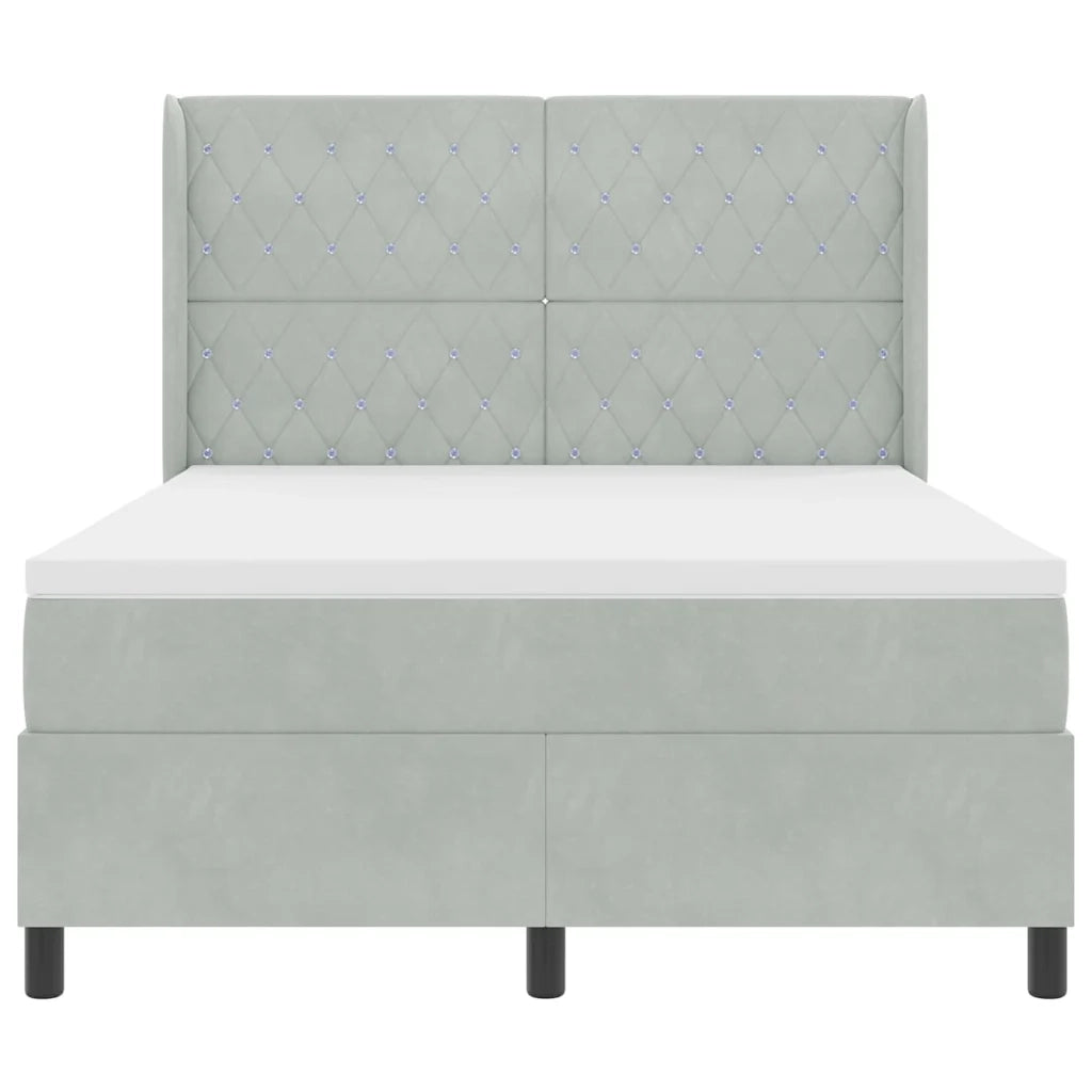 Letto a molle con testiera Grigio chiaro 140 x 200 cm Velluto 3343814