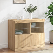 Credenza con Luci LED-Buffet-Armadio da cucina Rovere Sonoma 81x37x67 cm