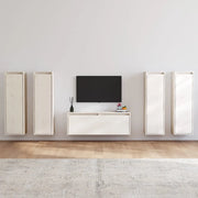 Mobili Porta TV 5 pz Bianchi in Legno Massello di Pino 528520