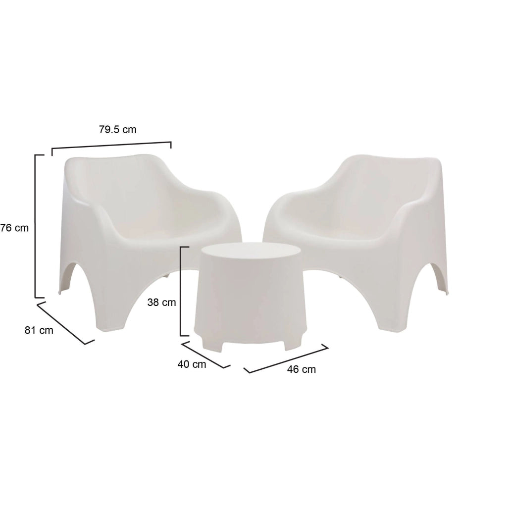 Salottino Outdoor Cormons, set Salotto da Esterno 2 Posti Made in Italy, Bianco