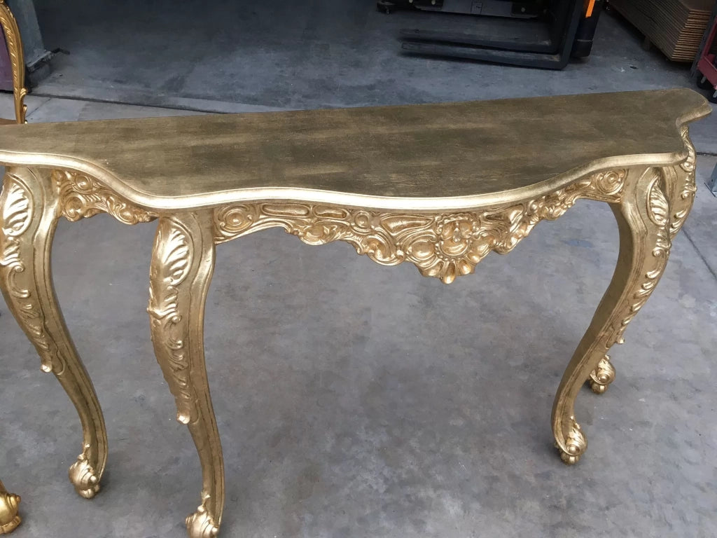 Consolle barocca in foglia oro misura  l.145 x h. 86 x p. 39 - Mobili 2G