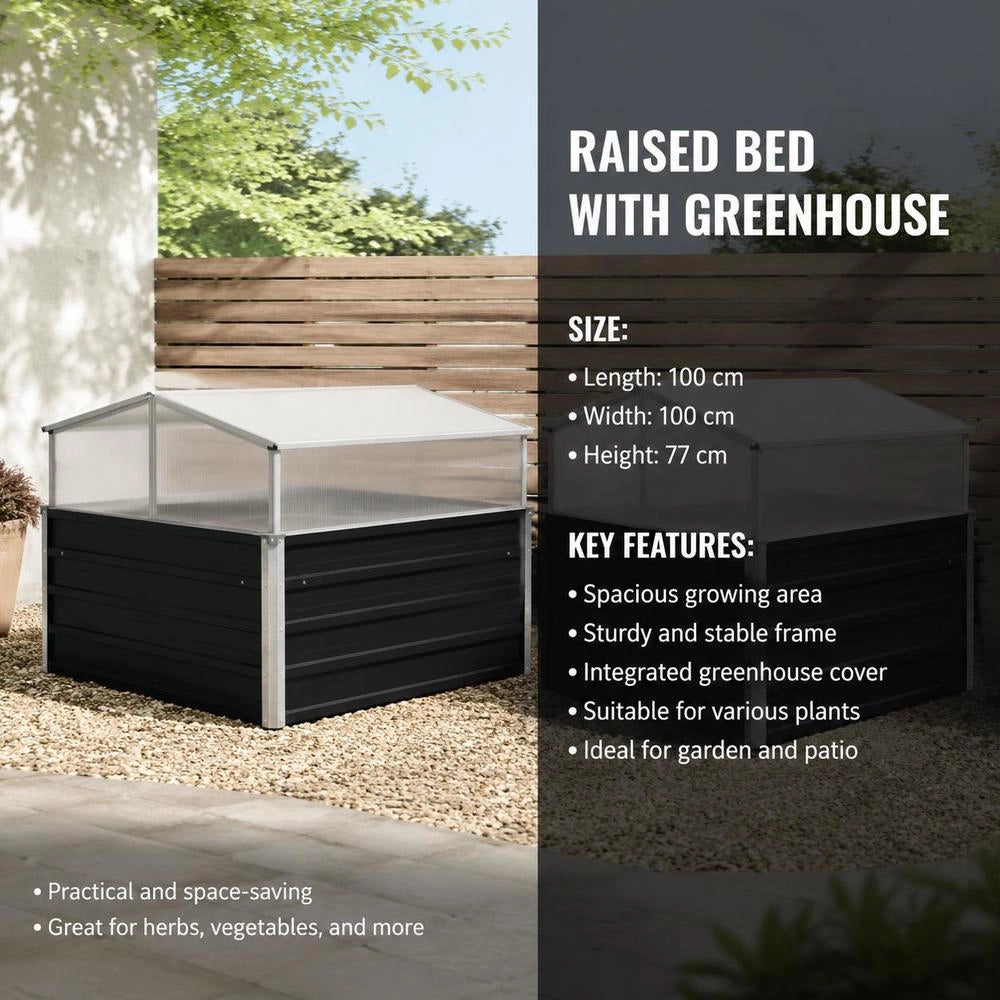 Greenhouse Anthracite 100x100x77 Cm Galvanized Steel