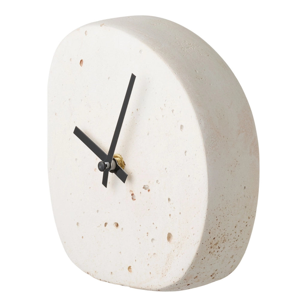 Orologio da tavolo Linz in cemento bianco forma organica 14x15 cm