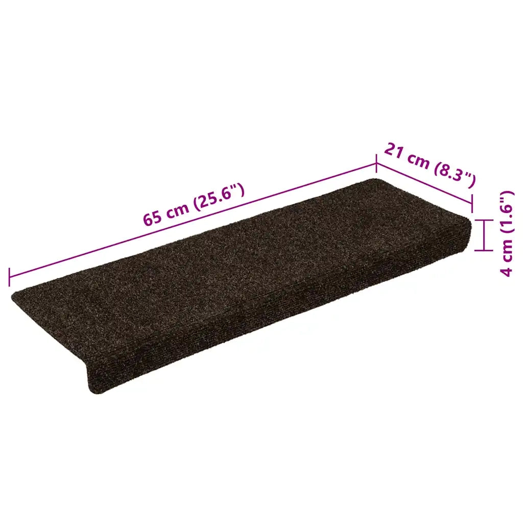 Tappetini per scale autoadesivi 30 pz 65x21x4 cm marrone scuro bordo rettangolare 3365697