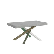 Tavolo allungabile 160/420x90 cm Volantis colore cemento gambe multicolore 4/A