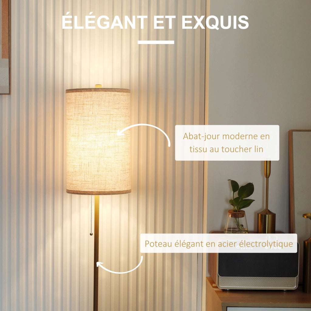 Lampada da terra design ¨C zephmum ¨C dorato e beige 25,5x25,5x157 cm