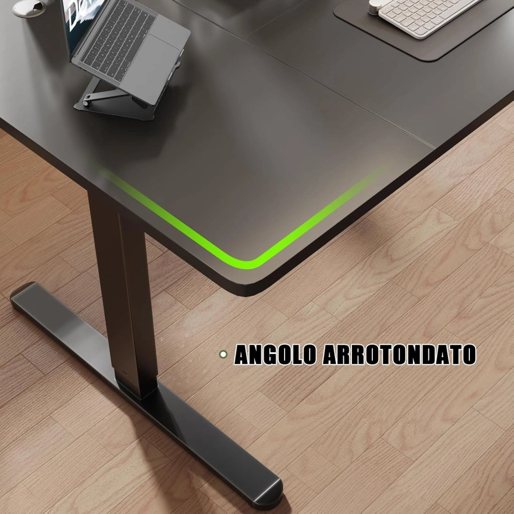 120 x 60 cm Scrivania Regolabile in Altezza con Supporto per Monitor, Regolabile con 2 Altezze di Memoria, Per Camera da Letto, Studio, Ufficio(Nero)