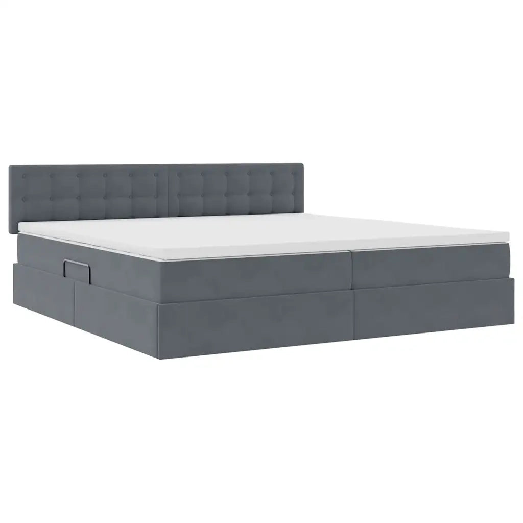 Letto con Contenitore Grigio scuro 200 x 200 cm Velluto 3370900