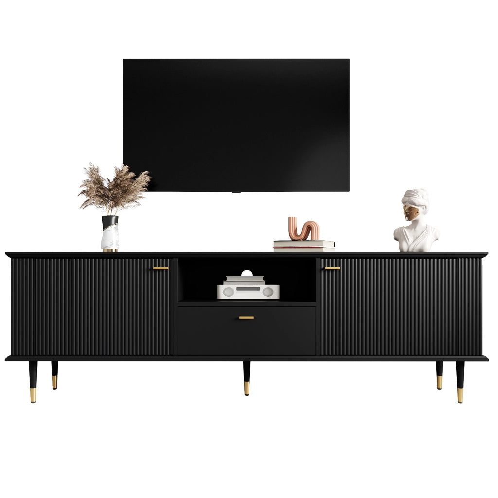 Mobile TV con 2 ante; 1 nicchia aperta e 1 cassetto; cerniere soft-close; per soggiorno; 170 × 36 × 54 cm